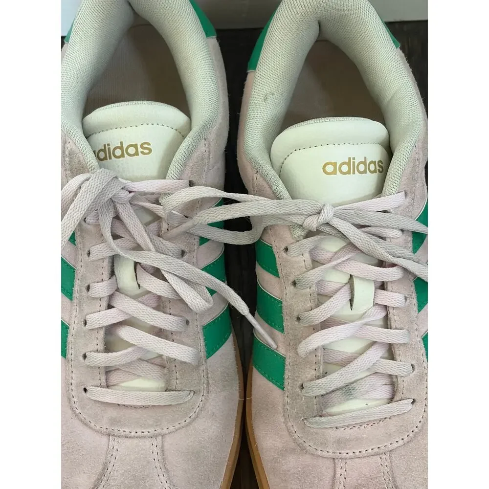 Adidas VL Court Bold Pink Green Platform Sneakers Suede Womens 9